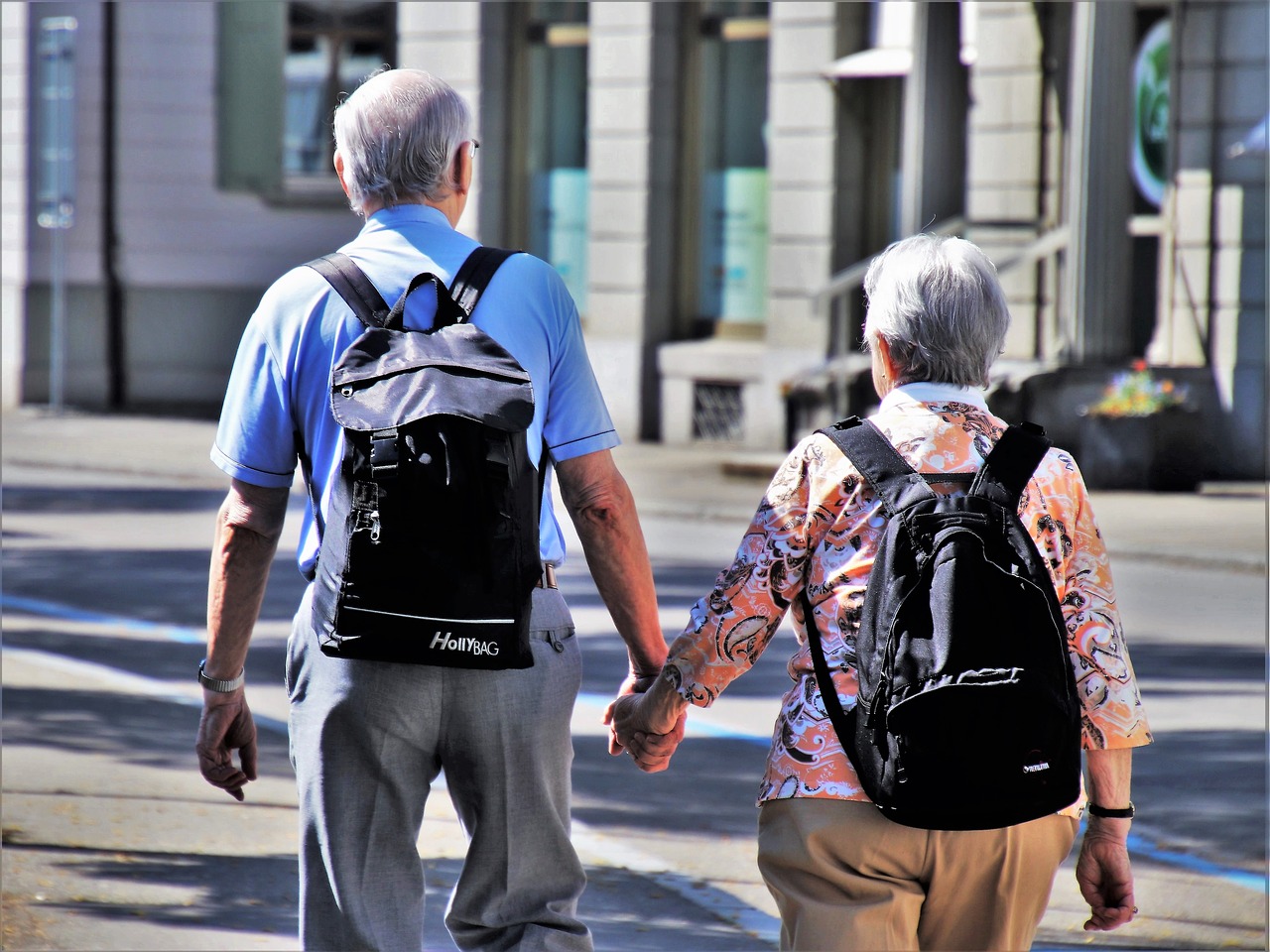 older couple walking